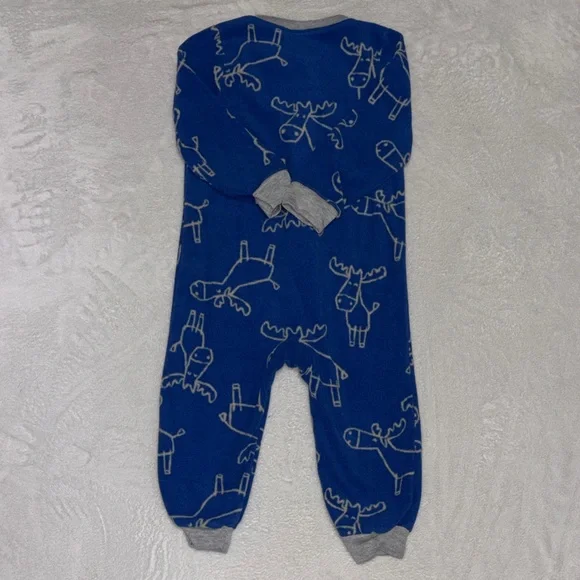 (2 for $10) carters fleece Blue Moose Print  footie / sleeper - Picture 5 of 7